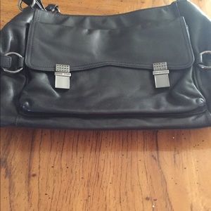 Large black leather bag